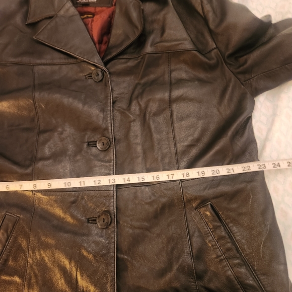 Pelle Studio Wilsons Leather Black Womens Trench Button Down Coat Size Xl - Picture 10 of 16